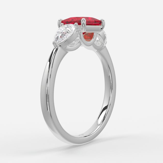 1 Carat Lab Grown Princess Ruby Ring In White Gold - Vivian