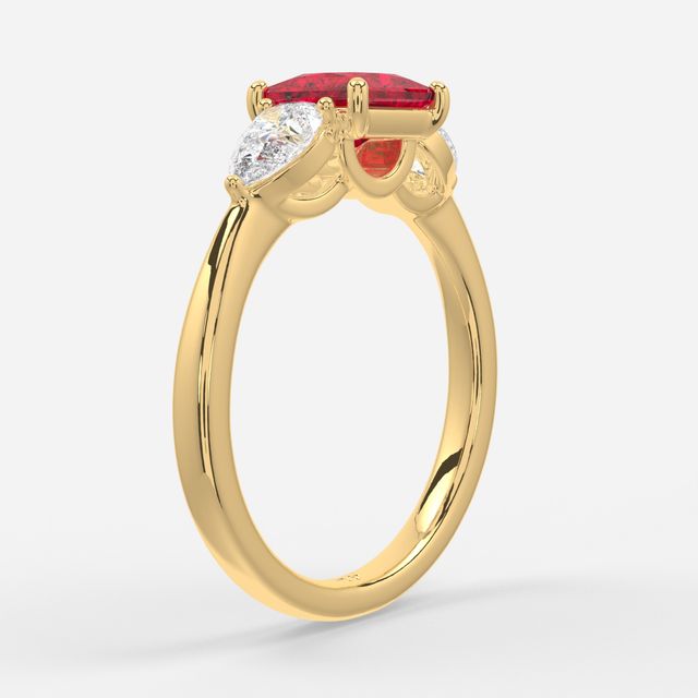 1 Carat Lab Grown Princess Ruby Ring In Yellow Gold - Vivian