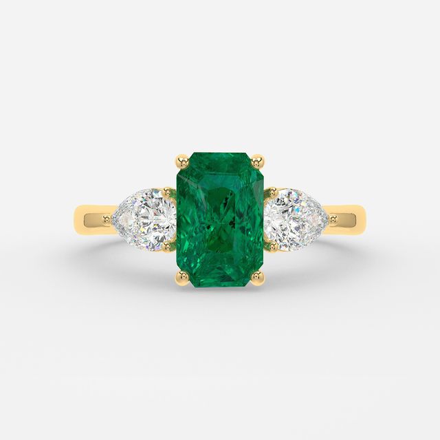 1 Carat Lab Grown Radiant Emerald Ring In Yellow Gold - Vivian
