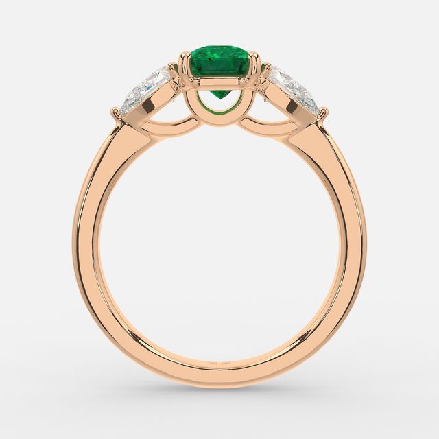 1 Carat Lab Grown Radiant Emerald Ring In Rose Gold - Vivian
