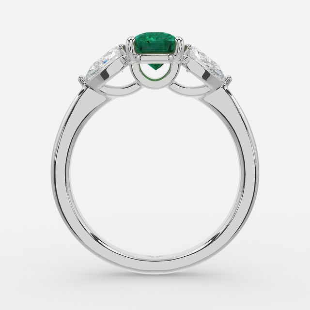 1 Carat Lab Grown Radiant Emerald Ring In White Gold - Vivian