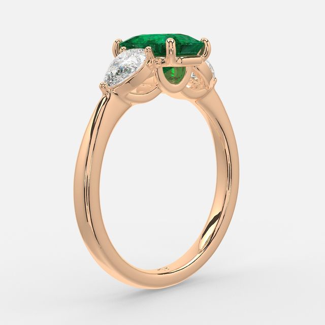 1 Carat Lab Grown Radiant Emerald Ring In Rose Gold - Vivian