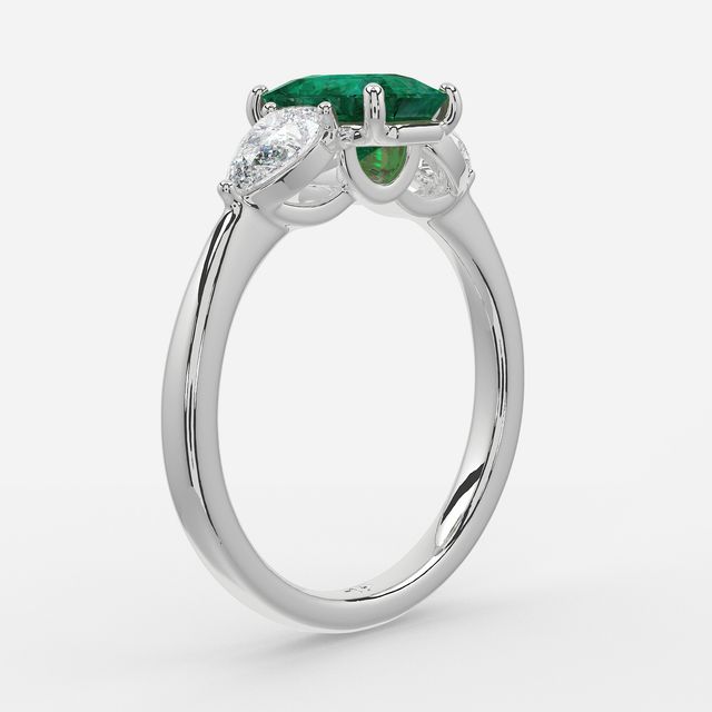 1 Carat Lab Grown Radiant Emerald Ring In White Gold - Vivian