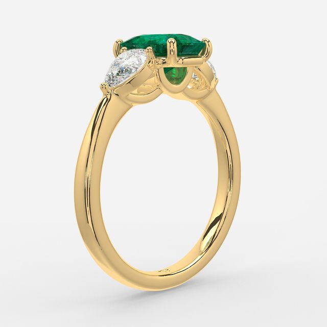 1 Carat Lab Grown Radiant Emerald Ring In Yellow Gold - Vivian