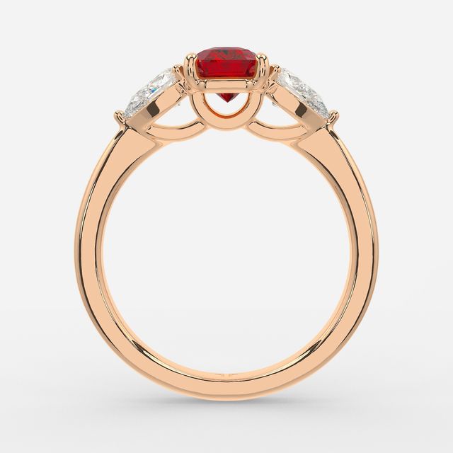 1 Carat Lab Grown Radiant Ruby Ring In Rose Gold - Vivian