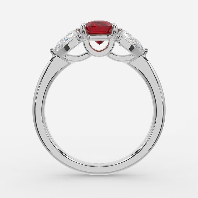1 Carat Lab Grown Radiant Ruby Ring In White Gold - Vivian