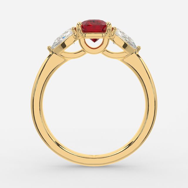 1 Carat Lab Grown Radiant Ruby Ring In Yellow Gold - Vivian