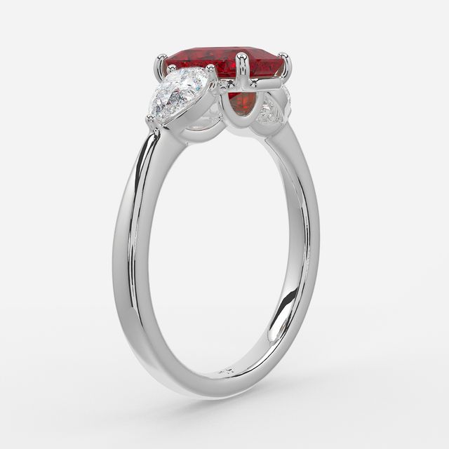 1 Carat Lab Grown Radiant Ruby Ring In White Gold - Vivian
