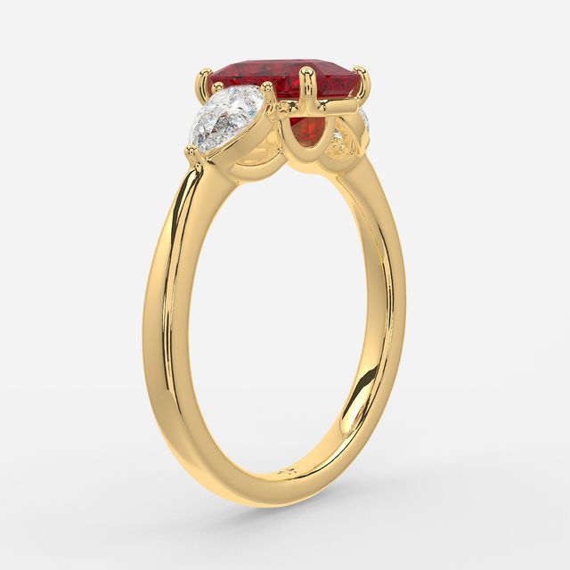 1 Carat Lab Grown Radiant Ruby Ring In Yellow Gold - Vivian