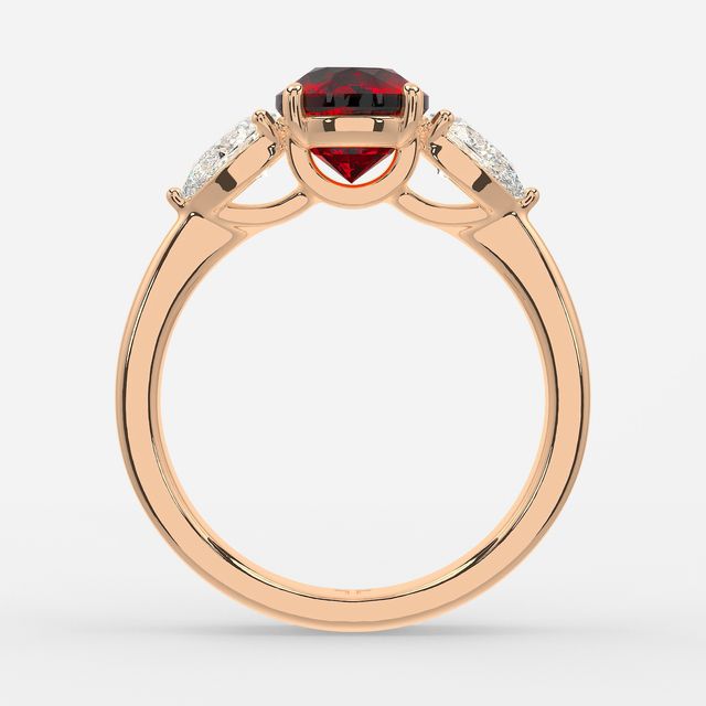 1 Carat Lab Grown Round Ruby Ring In Rose Gold - Vivian
