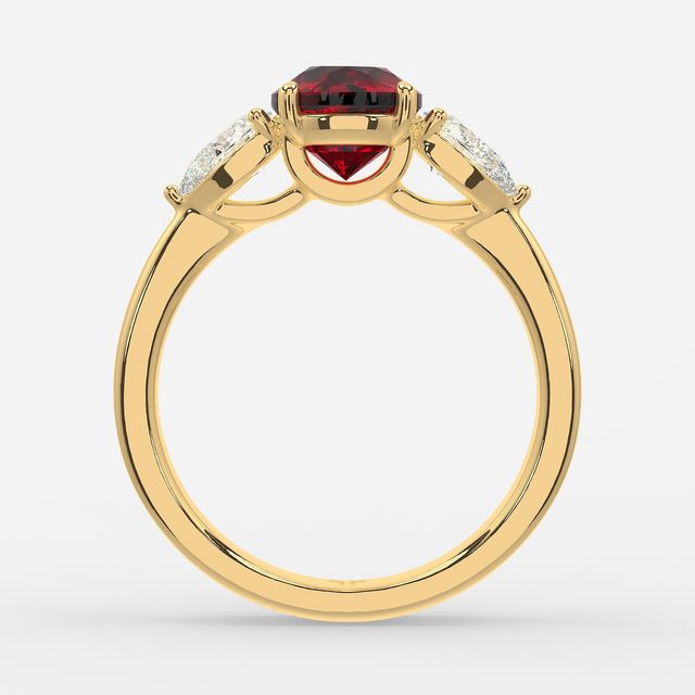 1 Carat Lab Grown Round Ruby Ring In Yellow Gold - Vivian