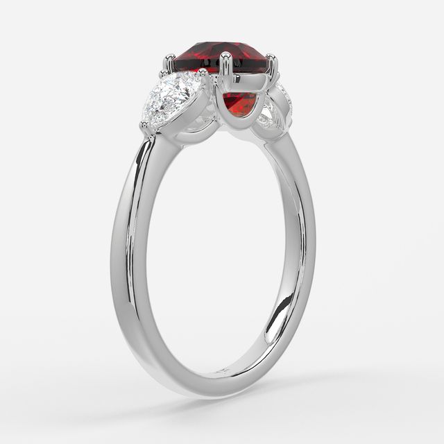 1 Carat Lab Grown Round Ruby Ring In Platinum - Vivian
