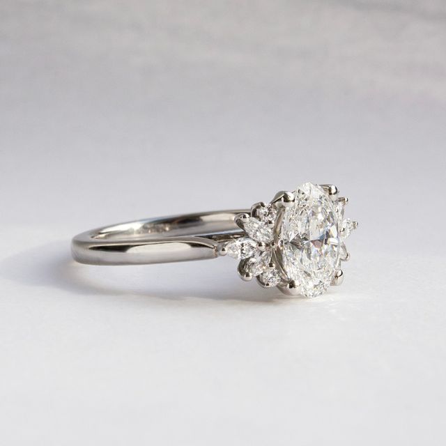 1.56 Carat Oval Diamond Cluster Ring In Platinum - Holly