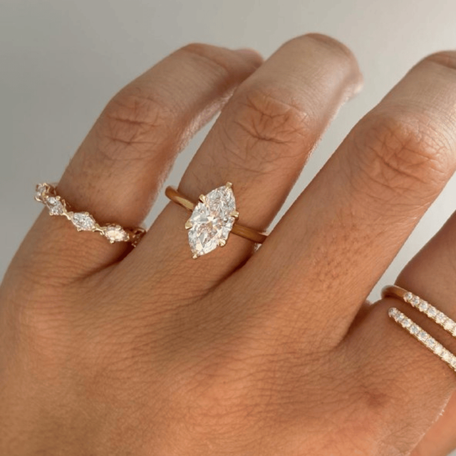 2 Carat Marquise Cut Solitaire Yellow Gold Engagement Ring - Elswin