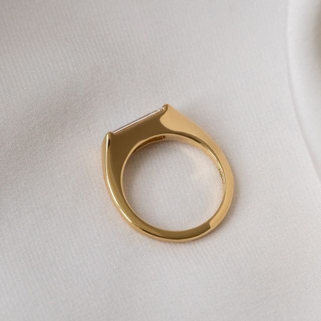 2 Carat Baguette Diamond Bezel Set Ring In Yellow Gold - East West