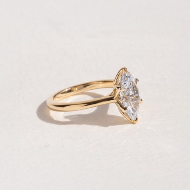 2 Carat Marquise Cut Solitaire Yellow Gold Engagement Ring - Elswin