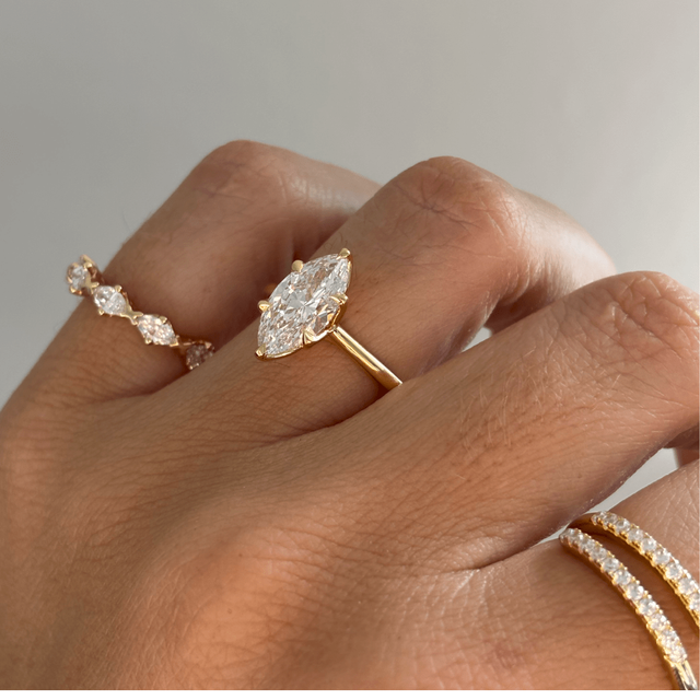 2 Carat Marquise Cut Solitaire Yellow Gold Engagement Ring - Elswin