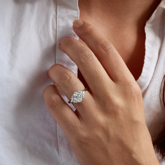 1.56 Carat Oval Diamond Cluster Ring In Platinum - Holly