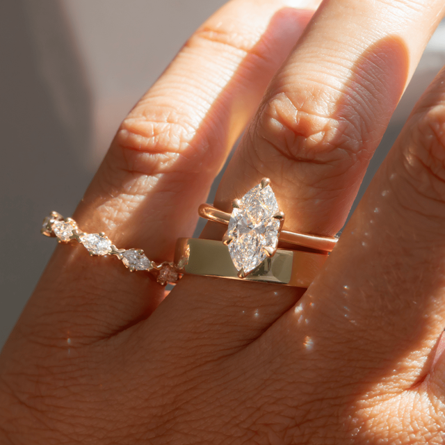 2 Carat Marquise Cut Solitaire Yellow Gold Engagement Ring - Elswin