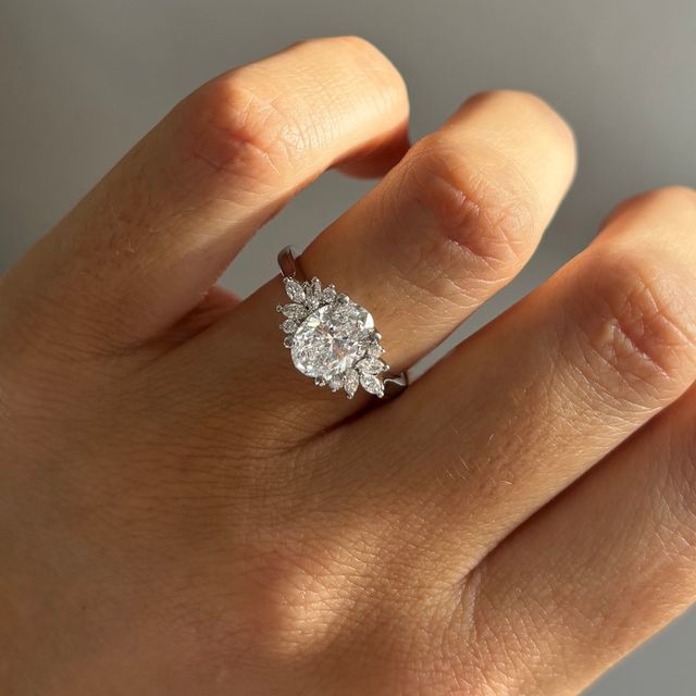 1.56 Carat Oval Diamond Cluster Ring In Platinum - Holly