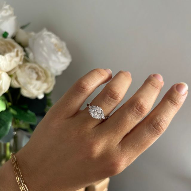 1.56 Carat Oval Diamond Cluster Ring In Platinum - Holly