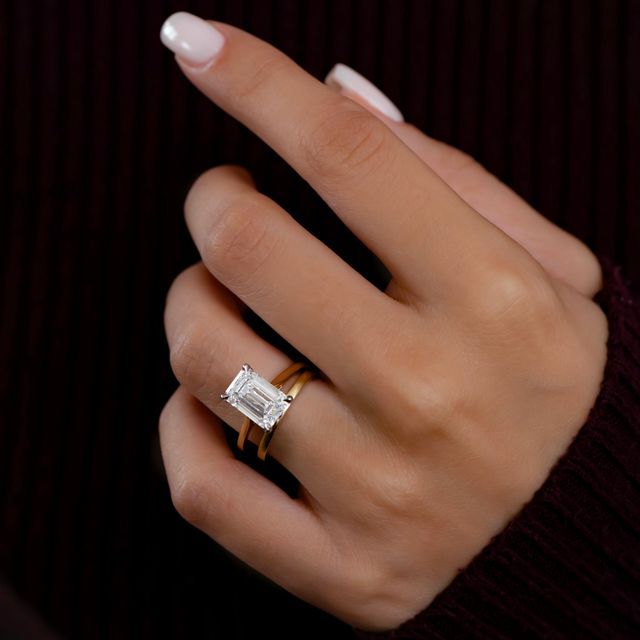 3.10 Carat Emerald Cut Solitaire Engagement Ring - Tulip