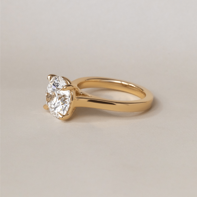 3 Carat Round Diamond Solitaire Yellow Gold Engagement Ring - Avery