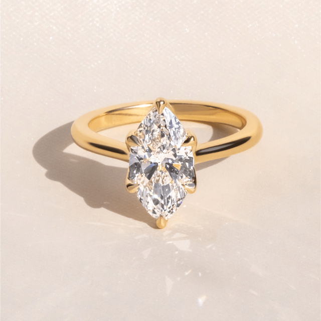 2 Carat Marquise Cut Solitaire Yellow Gold Engagement Ring - Elswin