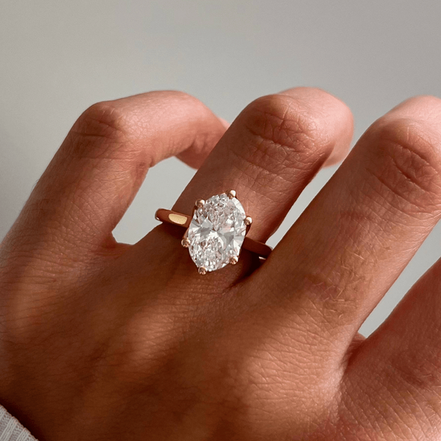 3 Carat Oval Solitaire In 18k Yellow Gold - Elswin