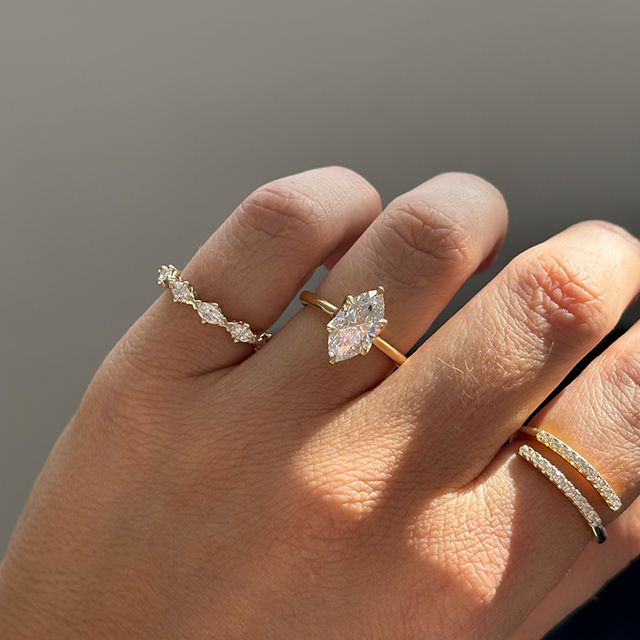 2 Carat Marquise Cut Solitaire Yellow Gold Engagement Ring - Elswin