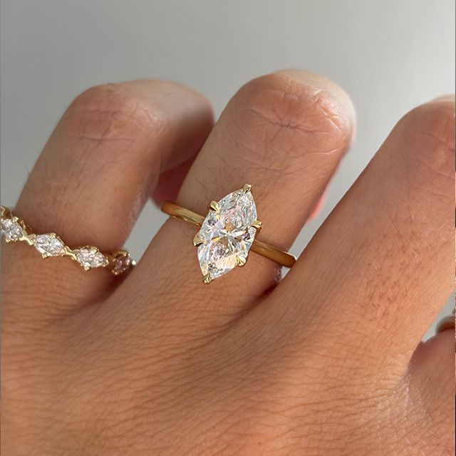 2 Carat Marquise Cut Solitaire Yellow Gold Engagement Ring - Elswin