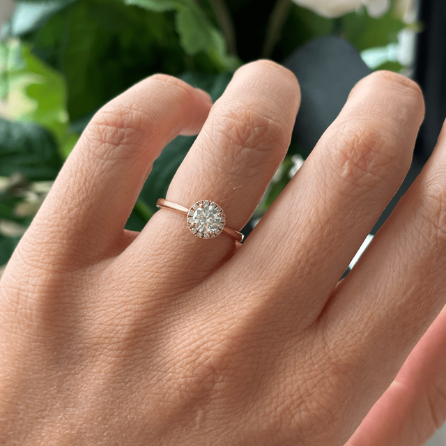 0.50 Carat Lab Grown Round Halo Engagement Ring In Yellow Gold - Ava