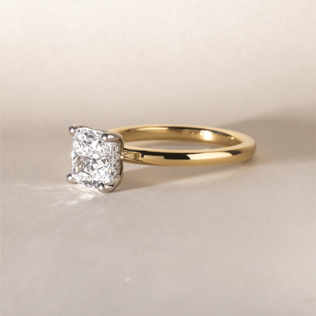 1.80 Carat Elongated Cushion Diamond Hidden Halo Ring In Two- Tone - Kate