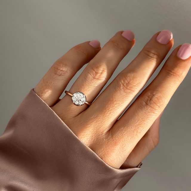 1.50 Carat Lab Grown Round Diamond Georgian Style Ring In Two-Tone - Charlotte