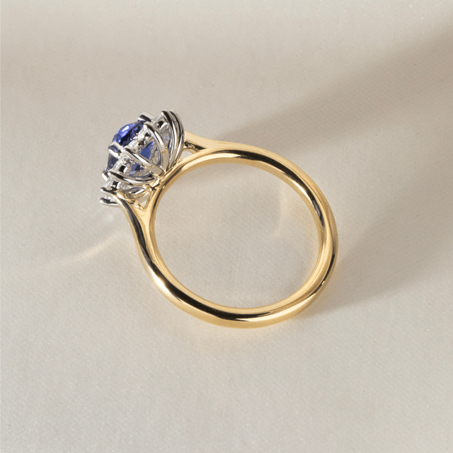 1.60 Carat Oval Sapphire Cluster Engagement Ring In Two Tone - Windermere