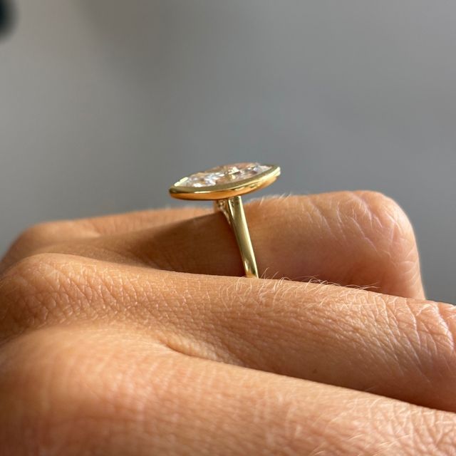 2.30 Carat Lab Grown Marquise Bezel-Set Engagement Ring In Yellow Gold - Georgia