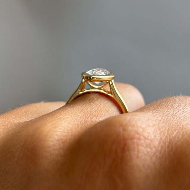 2.30 Carat Lab Grown Marquise Bezel-Set Engagement Ring In Yellow Gold - Georgia