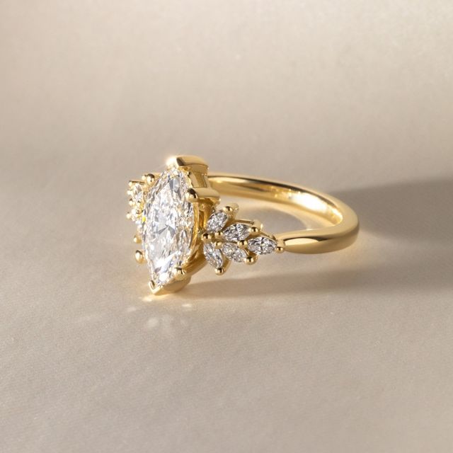 1.52 Carat Lab Grown Marquise Cluster Ring In Yellow Gold - Anastasia