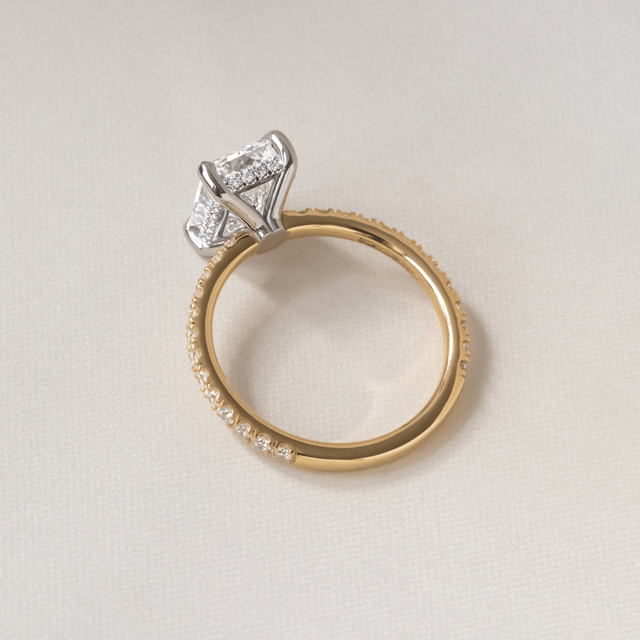 1.50 Carat Radiant Hidden Halo Diamond Band Two-Tone Engagement Ring - Sadie