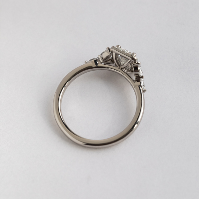 1.20 Carat Radiant Diamond Cluster Platinum Engagement Ring - Elizabeth