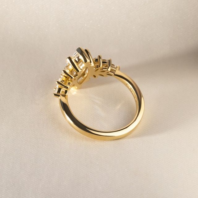 1.52 Carat Lab Grown Marquise Cluster Ring In Yellow Gold - Anastasia