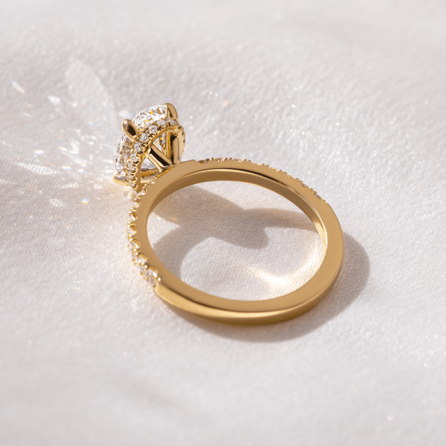 1.70 Carat Oval Hidden Halo Diamond Band Yellow Gold Engagement Ring - Samara