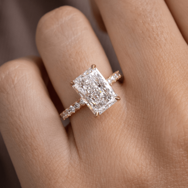 4.50 Carat Radiant Diamond Band Yellow Gold Engagement Ring - Jessica