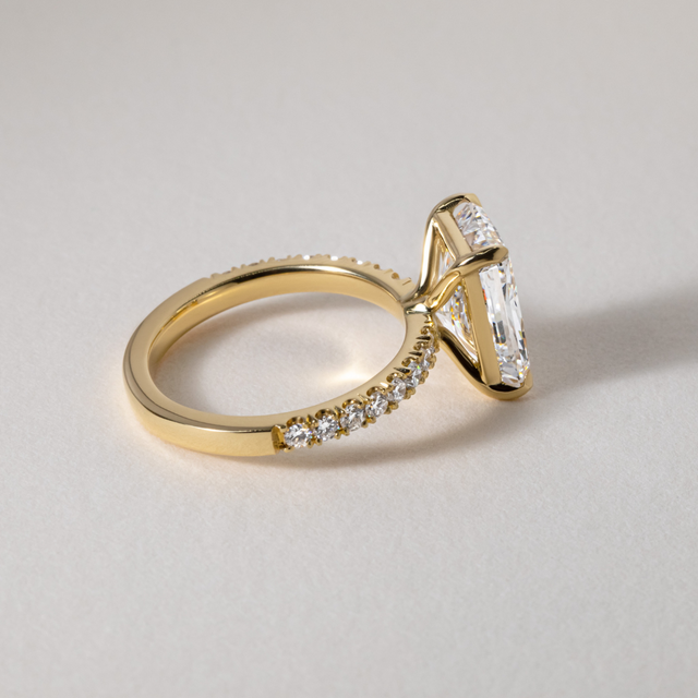 4.50 Carat Radiant Diamond Band Yellow Gold Engagement Ring - Jessica