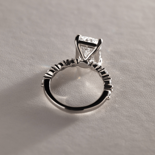 4.00 Carat Radiant Diamond Band Platinum Engagement Ring - Veronica
