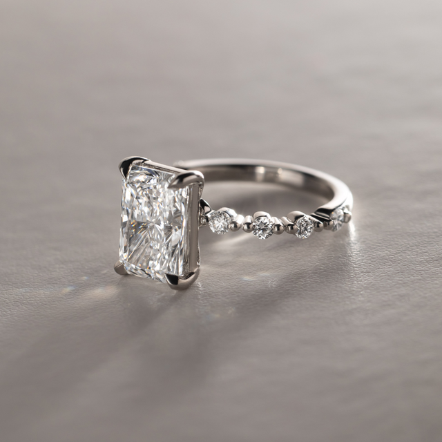 4.00 Carat Radiant Diamond Band Platinum Engagement Ring - Veronica