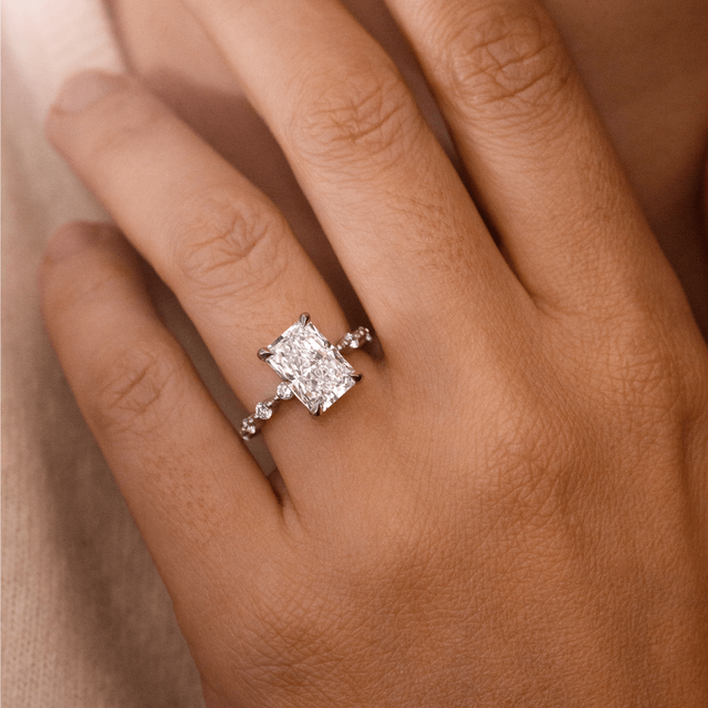 4.00 Carat Radiant Diamond Band Platinum Engagement Ring - Veronica