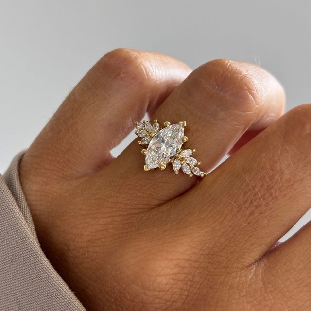 1.52 Carat Lab Grown Marquise Cluster Ring In Yellow Gold - Anastasia