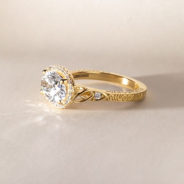 2.00 Carat Oval Diamond Celtic Ring In Yellow Gold - Maeve