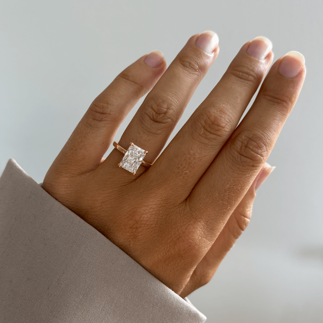 3 Carat Lab Grown Radiant Hidden Halo Ring In Yellow Gold - Kate